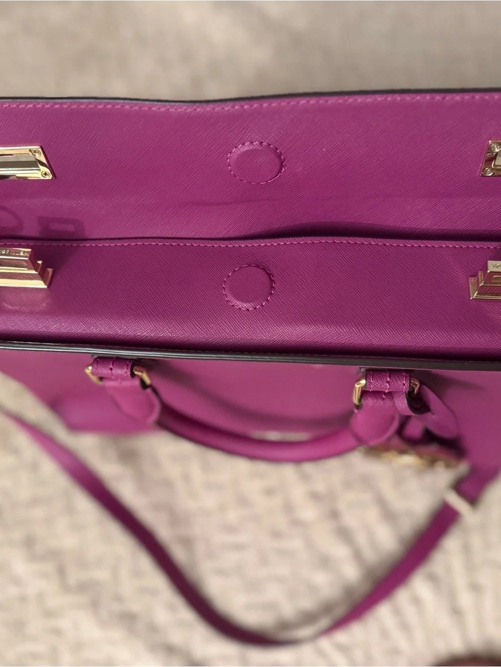 henri bendel Bright Fuchsia Satchel with Jeweled Charm